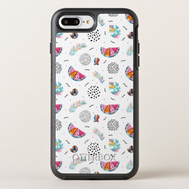 Memphis Style Tropical Summer Pattern Otterbox iPhone Case (Back)