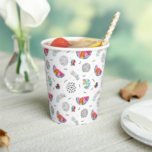 Memphis Style Tropical Summer Pattern Paper Cups
