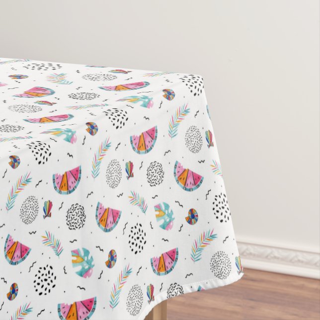 Memphis Style Tropical Summer Pattern Tablecloth (In Situ)