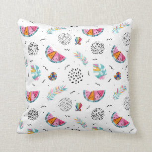 Memphis Style Tropical Summer Pattern Throw Pillow