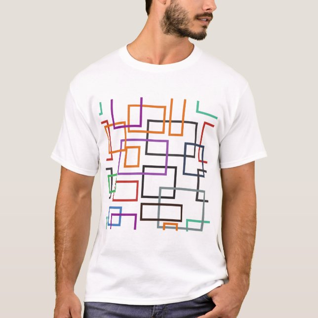 Memphis Style with Color Geometric Design T-Shirt (Front)