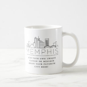 Memphis Stylized City Skyline Custom Slogan Coffee Mug