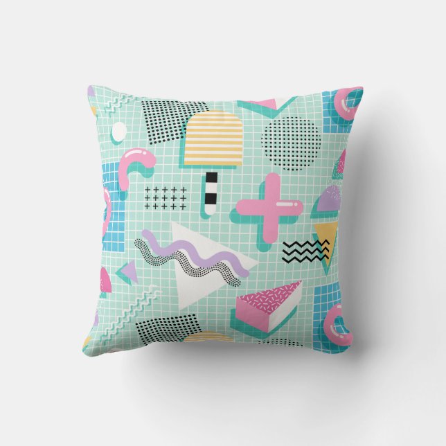 Memphis Sweet Candies Throw Pillow (Back)