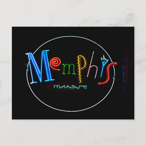 Memphis Tennesse Beale Street Neon Music Sign Postcard