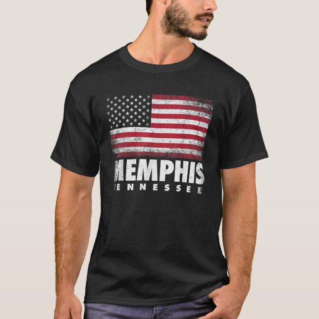 Memphis Tennessee 4th of July American Flag USA Am T-Shirt (Front)