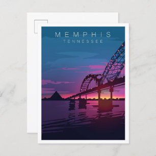 Memphis Tennessee Art Vintage Travel Illustration Postcard