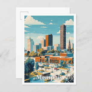 Memphis Tennessee Art Vintage Travel Illustration Postcard