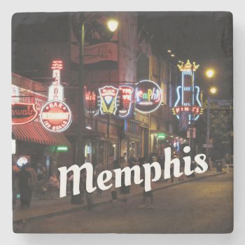 Memphis Tennessee Beale Street Scene Stone Coaster by whereabouts at Zazzle