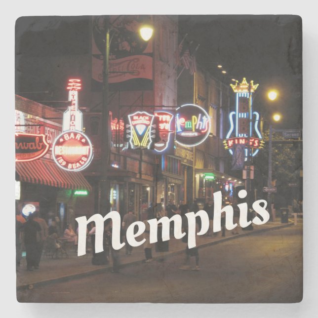Memphis Tennessee Beale Street Scene Stone Coaster (Front)