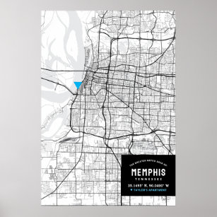 Memphis, Tennessee City Map + Mark Your Location  Poster