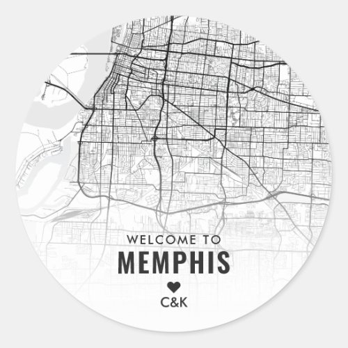 Memphis Tennessee City Map  Wedding Welcome Classic Round Sticker