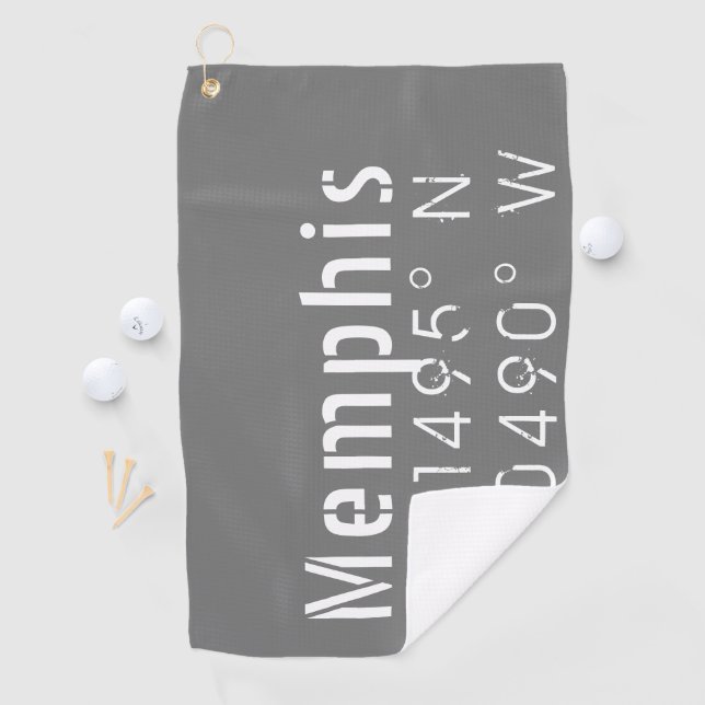 Memphis Tennessee Longitude Latitude  Golf Towel (InSitu)
