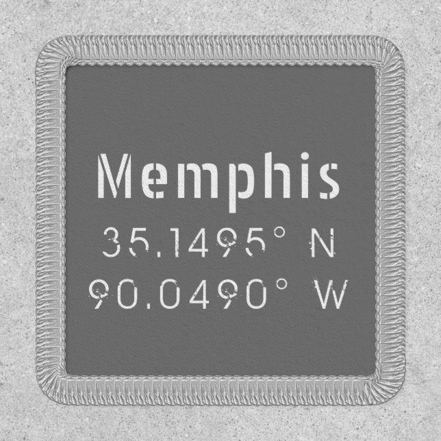 Memphis Tennessee Longitude Latitude Iron On Patch (Front)