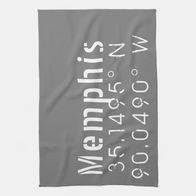 Memphis Tennessee Longitude Latitude  Kitchen Towel (Vertical)