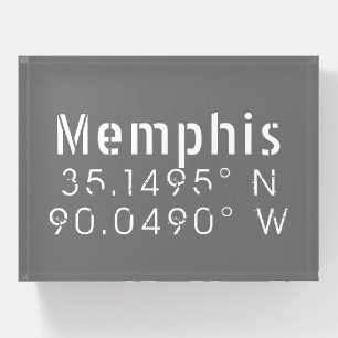 Memphis Tennessee Longitude Latitude  Paperweight