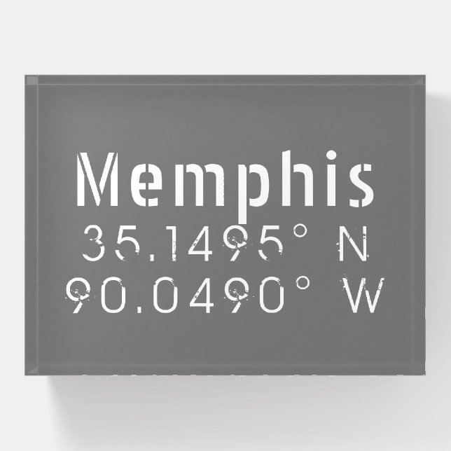Memphis Tennessee Longitude Latitude  Paperweight (Front)