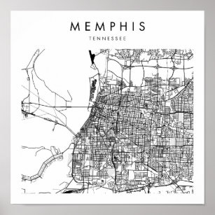 Memphis Tennessee Minimal Modern Street Map Poster
