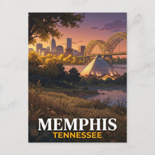 Memphis Tennessee Mississippi River Skyline Travel Postcard