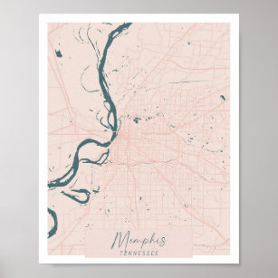 Memphis Tennessee Pink and Blue Cute Script Street Poster