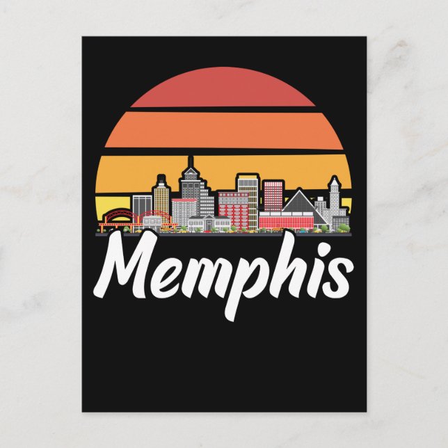 Memphis Tennessee Retro City Skyline Postcard (Front)