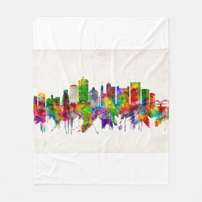 Memphis Tennessee Skyline Fleece Blanket (Front)