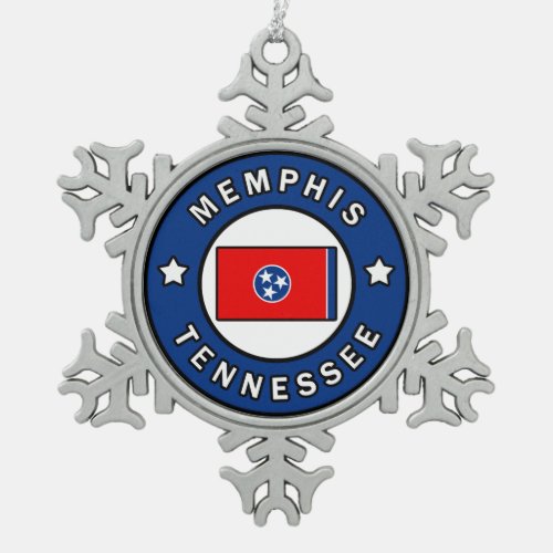 Memphis Tennessee Snowflake Pewter Christmas Ornament