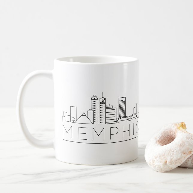Memphis, Tennessee Stylized Skyline Coffee Mug (With Donut)