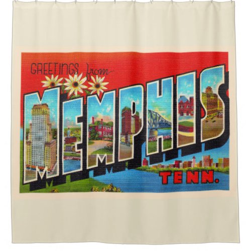 Memphis Tennessee TN Vintage Large Letter Postcard Shower Curtain