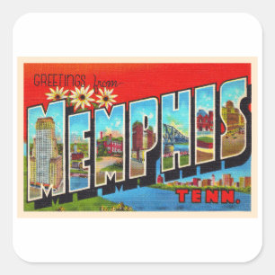 Memphis Tennessee TN Vintage Large Letter Postcard Square Sticker