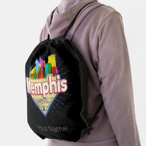 Memphis Tennessee United States Retro Skyline Drawstring Bag