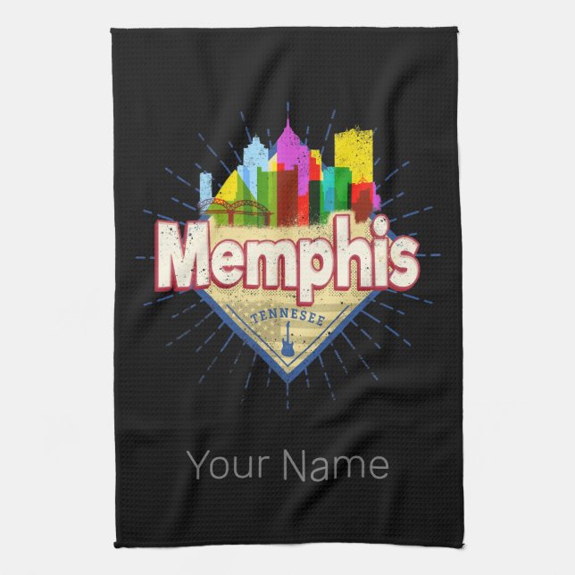 Memphis Tennessee United States Retro Skyline Kitchen Towel (Vertical)