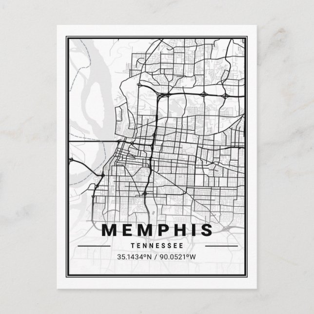 Memphis Tennessee USA Travel City Map Postcard (Front)