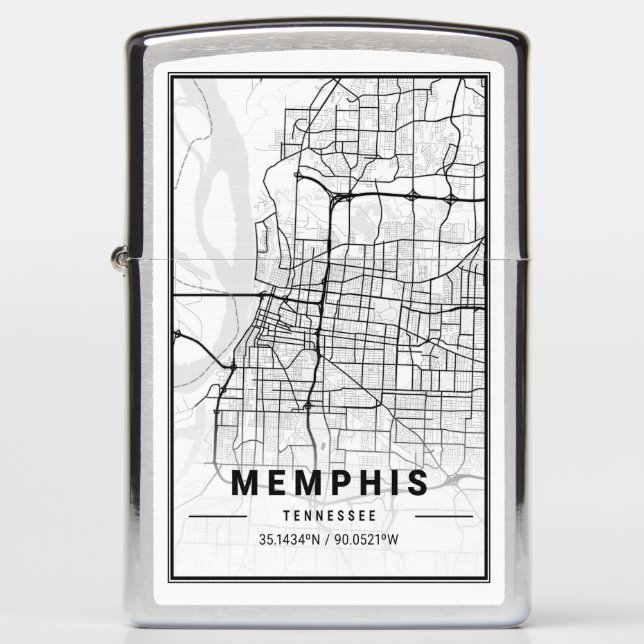 Memphis Tennessee USA Travel City Map Zippo Lighter (Front)