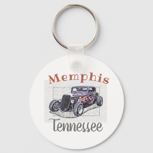 Memphis Tennessee Vintage Hotrod Keychain