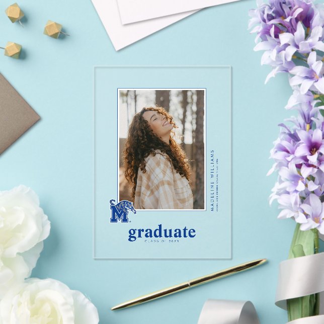 Memphis Tigers Mascot with Block M Logo Acrylic Invitations (Insitu (Wedding))