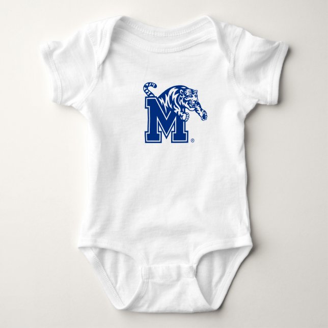 Memphis Tigers Mascot with Block M Logo Baby Bodysuit (Front)
