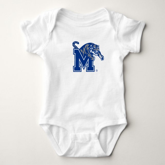 Memphis Tigers Mascot with Block M Logo Baby Bodysuit (Front)