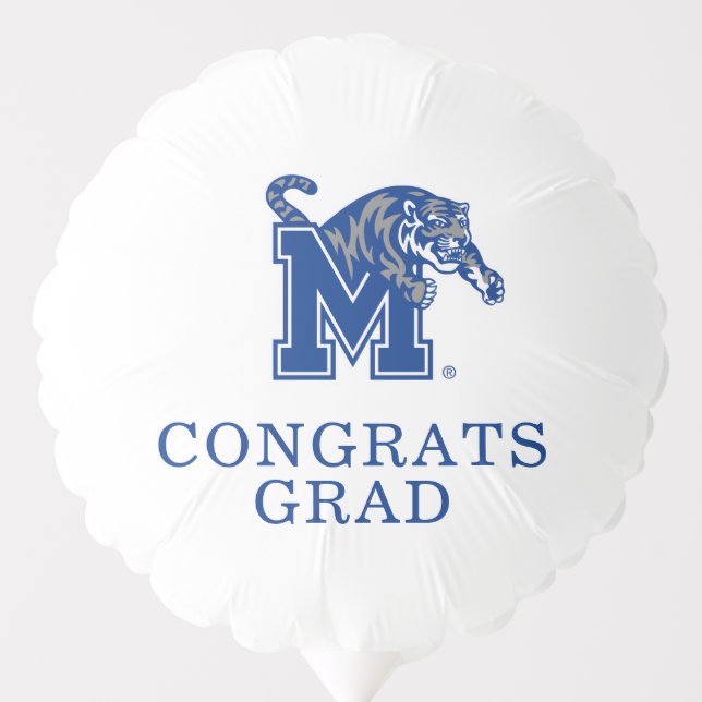 Memphis Tigers Mascot with Block M Logo Balloon (Front)
