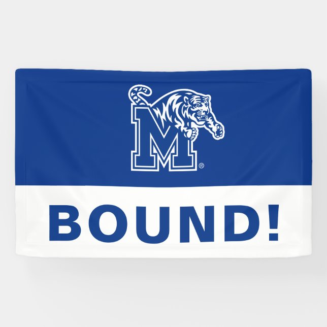 Memphis Tigers Mascot with Block M Logo Banner (Horizontal)