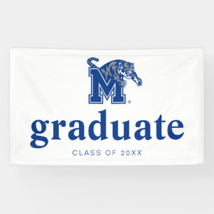 Memphis Tigers Mascot with Block M Logo Banner