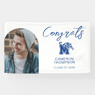 Memphis Tigers Mascot with Block M Logo Banner