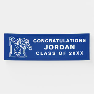 Memphis Tigers Mascot with Block M Logo Banner