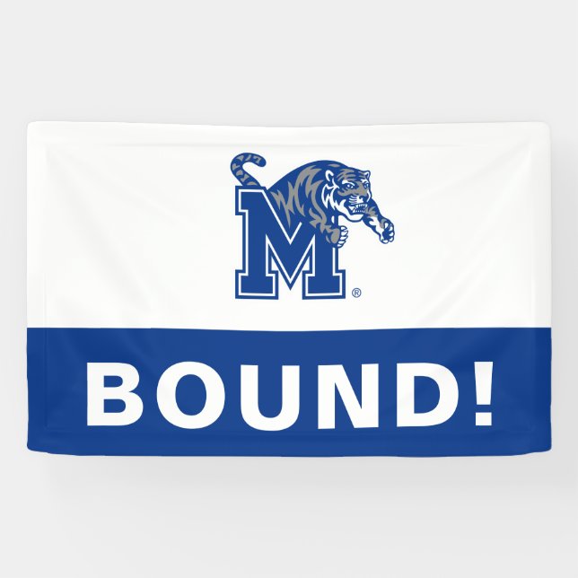 Memphis Tigers Mascot with Block M Logo Banner (Horizontal)
