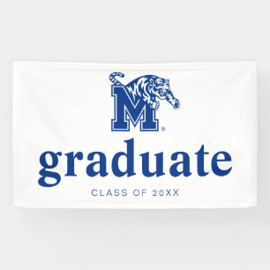 Memphis Tigers Mascot with Block M Logo Banner