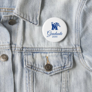 Memphis Tigers Mascot with Block M Logo Button