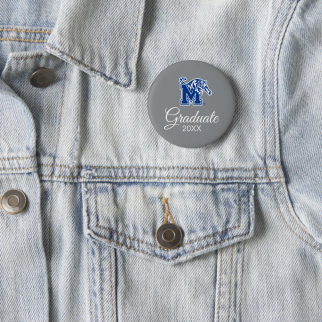 Memphis Tigers Mascot with Block M Logo Button (In Situ)