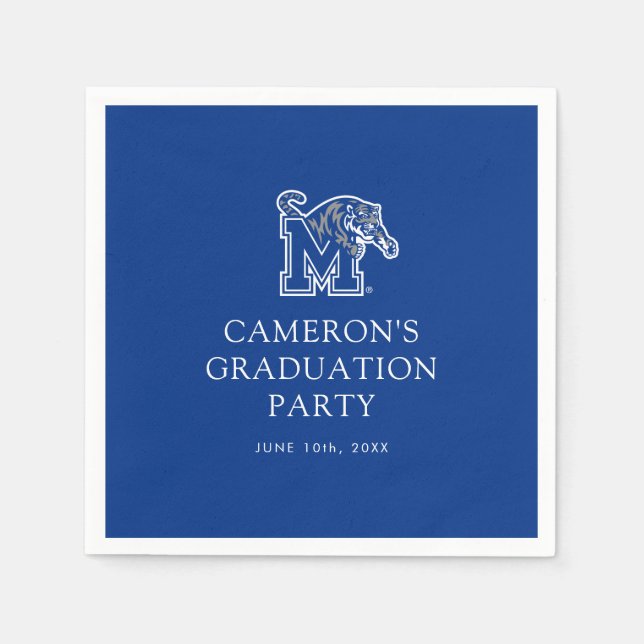 Memphis Tigers Mascot with Block M Logo Napkins (Front)