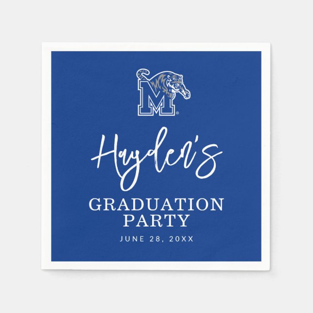 Memphis Tigers Mascot with Block M Logo Napkins (Front)