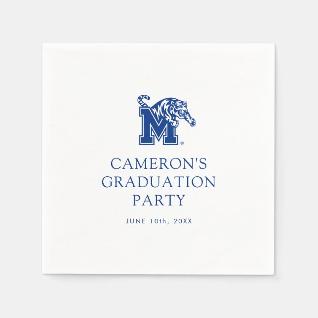 Memphis Tigers Mascot with Block M Logo Napkins (Front)