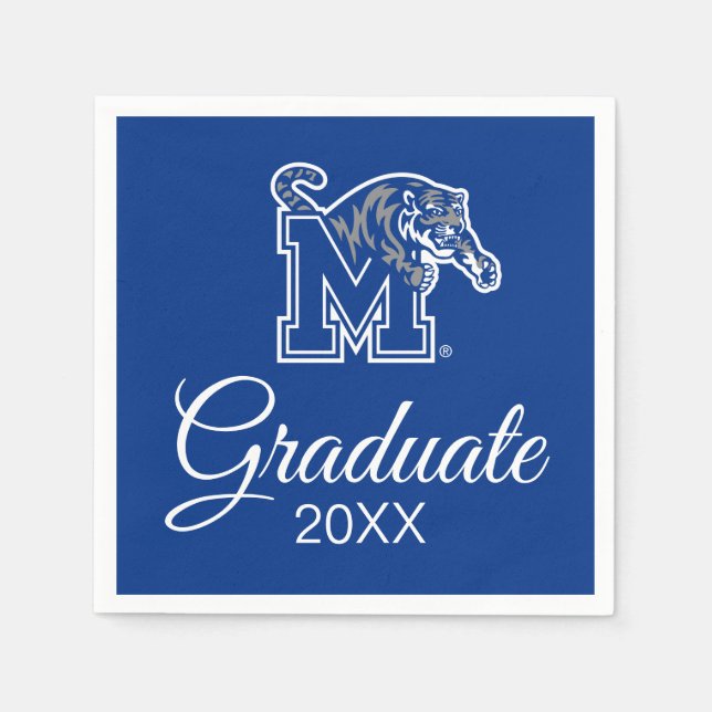 Memphis Tigers Mascot with Block M Logo Napkins (Front)